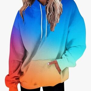 Women's Gradient Blue & Orange Hoodie